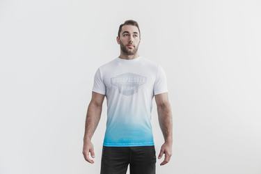 Nobull Wodapalooza Dip-Dye Men's T Shirts Blue | Australia (XY8607)